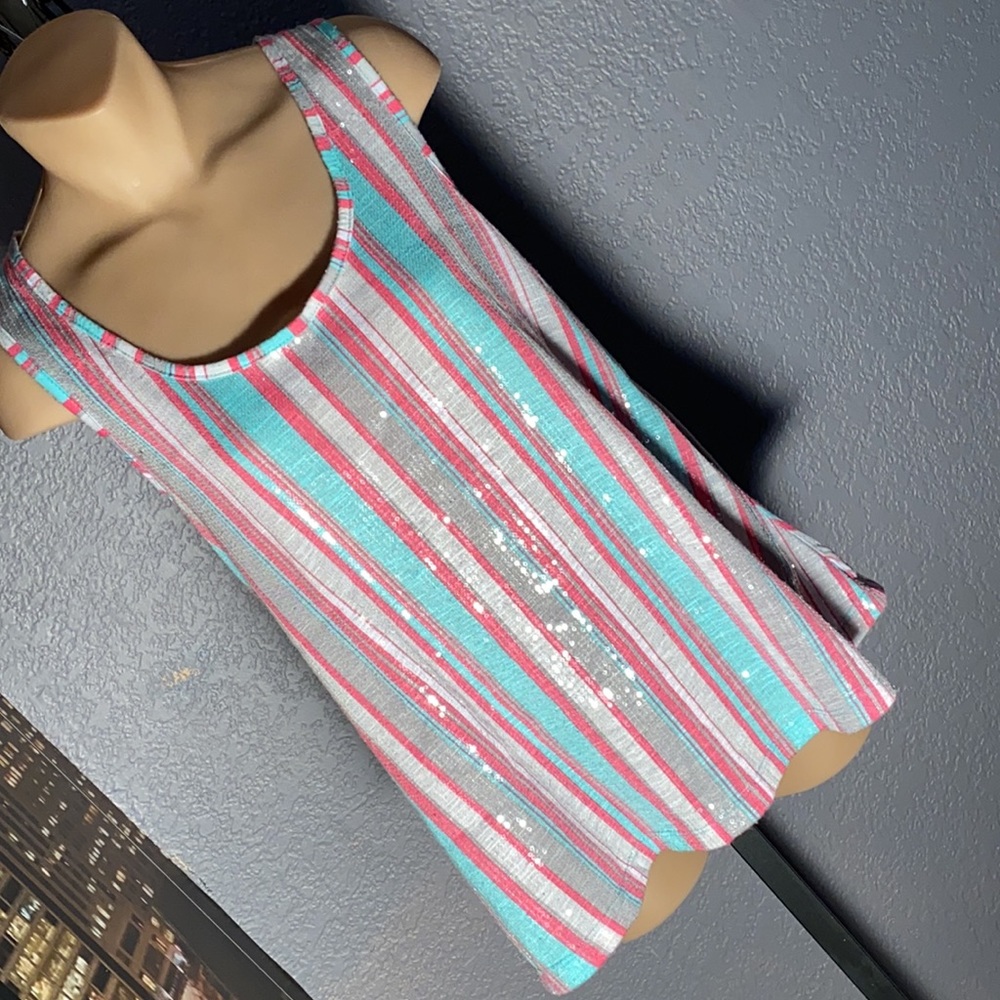 M - TRIXIE + LULU - sequin multi colored tank w zipper in back